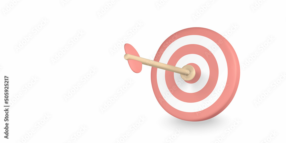 3D Cute cartoon dart arrow hit the center of target. Business finance target. goal of success. Vector illustration 3D Cute cartoon dart arrow hit the center of target. Business finance target. goal of success. Vector illustration