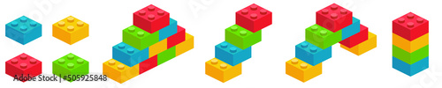 Building plastic toy bricks or child blocks construction flat cartoon illustration jpg image element isolated clipart building blocks, color jpeg illustration icon