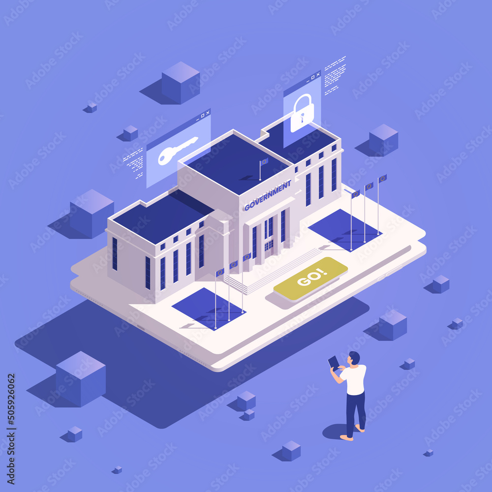 Digital Government Isometric Concept