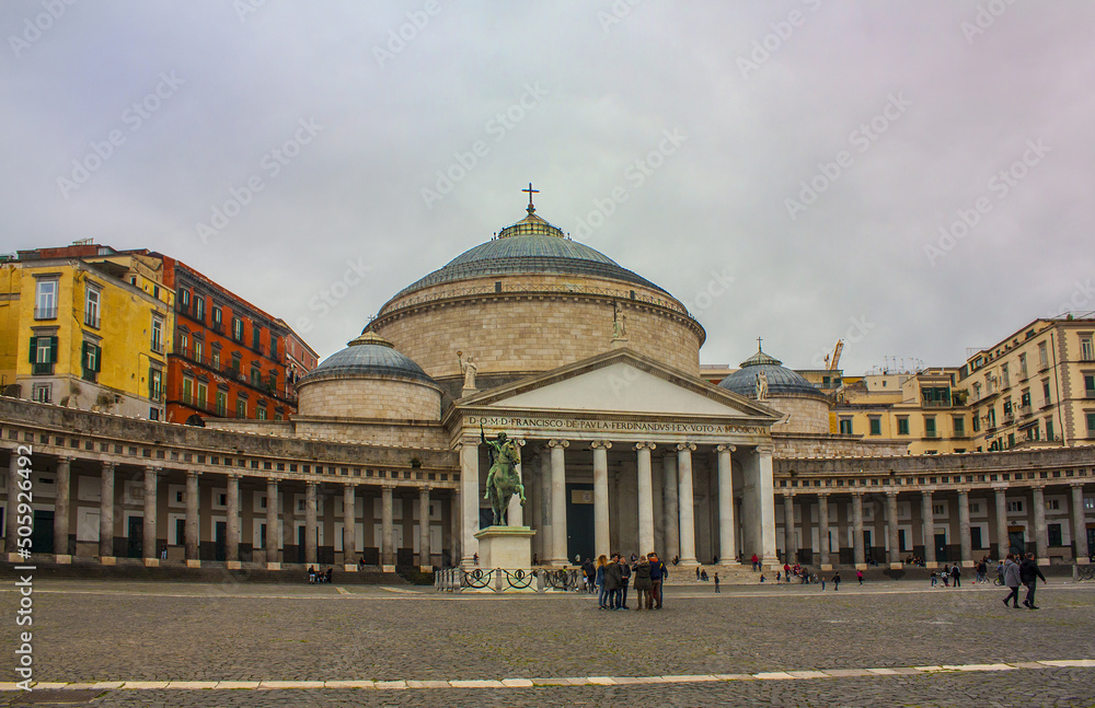 View of Piazza del Plebiscito in Naples, Italy	
