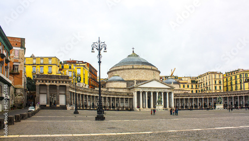 View of Piazza del Plebiscito in Naples, Italy photo