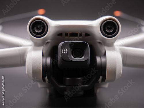Front of drone close up gimbal and sensors