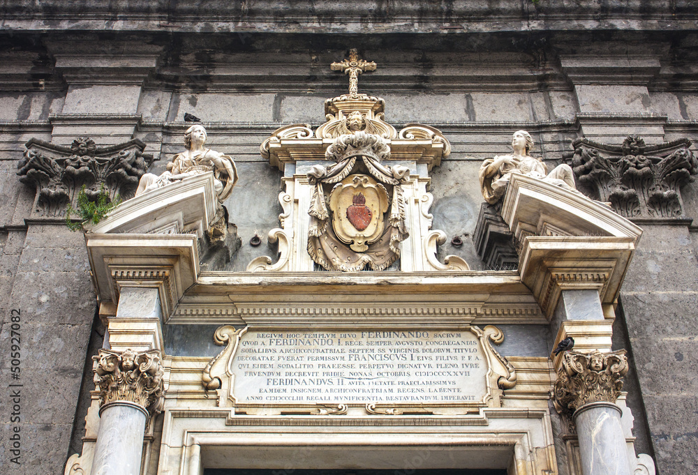 Fragment of Church of San Ferdinando on the Piazza Trieste e Trento in Naples, Italy Fragment of Church of San Ferdinando on the Piazza Trieste e Trento in Naples, Italy