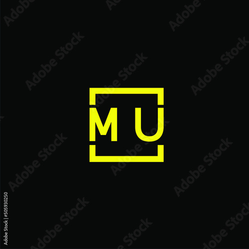 MU initial monogram logo with square style design