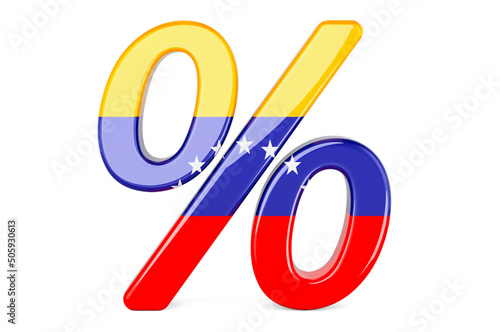 Percent with Venezuelan flag, 3D rendering photo