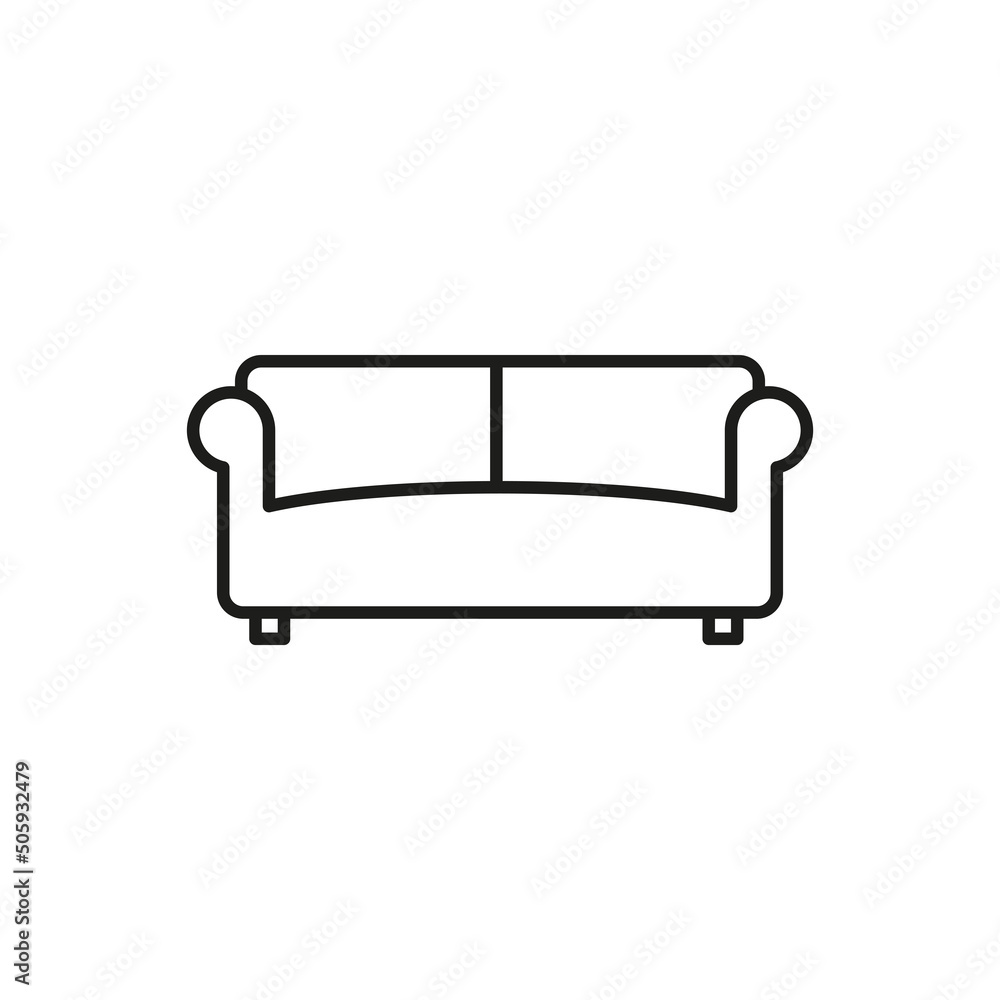 Sofa icon. Linear image. Simple flat vector illustration on a white background Sofa icon. Linear image. Simple flat vector illustration on a white background