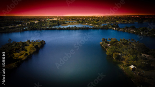 sunset over the lake © juan