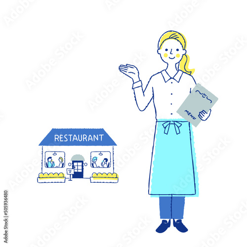 レストランと案内係の女性