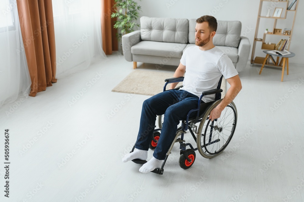 Enthusiastic disabled man having a great morning Enthusiastic disabled man having a great morning