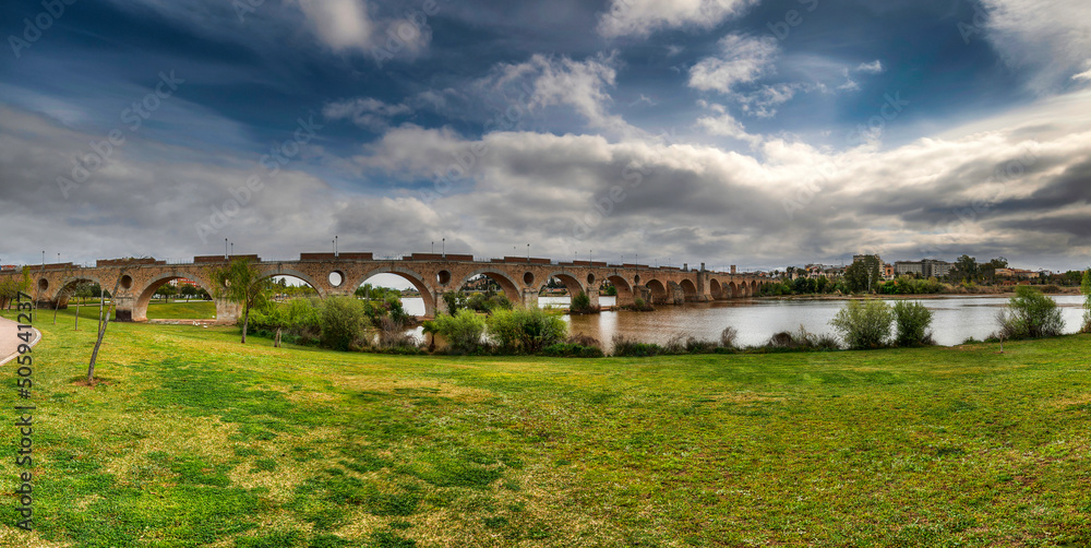 Bridge of Palmas in Badajoz, Extremadura, Spain