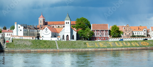 Kaunas Old Town Skyline And Neman River Waterfront