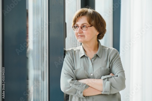 Portrait of senior woman at home.