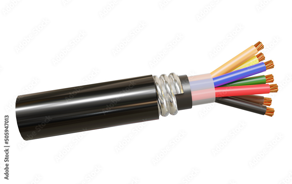 soft copper cable wiring 3d rendering on white background soft copper cable wiring 3d rendering on white background
