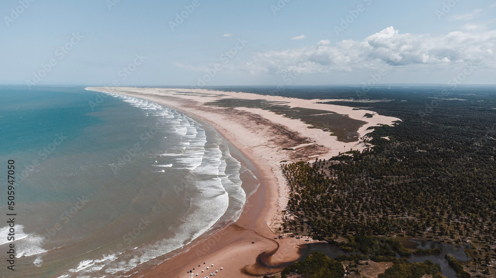 Praia Litoral Cidade Drone Alagoas Pontal do Peba Nordeste Brasil Aérea Paisagem Oceano Atlântico Dunas