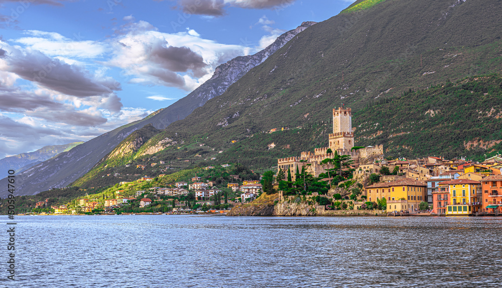 The medieval coastal town of Malcesine in Lake Garda, Italy