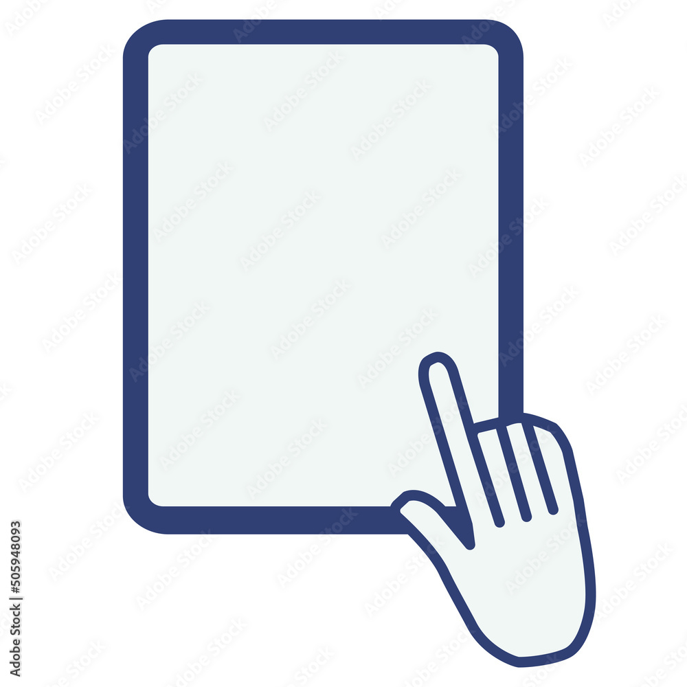 タブレット　パネル操作する手のアイコン