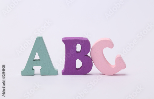 Word abc from colored letters isolated on white background.