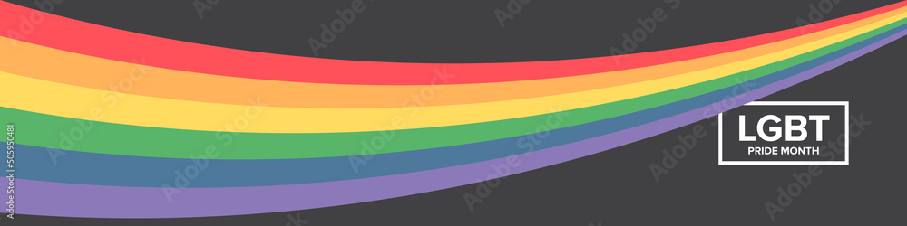 Happy pride month horizontal banner with pride color striped ribbon ...