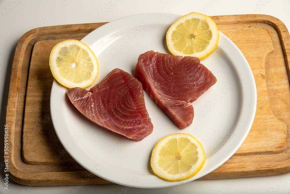 Fillet of Red Tuna Fish on plait Fillet of Red Tuna Fish on plait