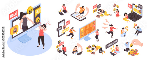 Isometric Cyberbullying Set