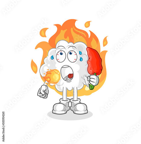 cloud eat hot chilie mascot. cartoon vector