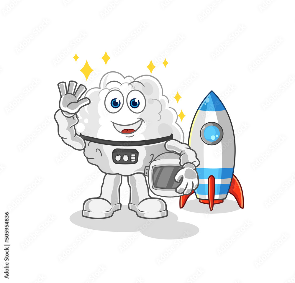 cloud astronaut waving character. cartoon mascot vector