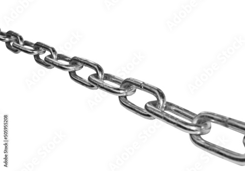 Iron chain links isolated on white background