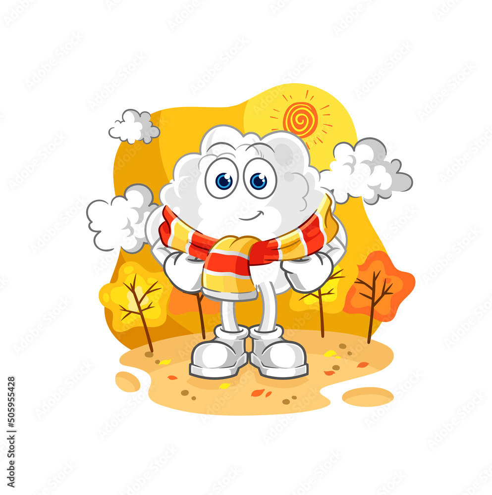 Fototapeta premium cloud in the autumn. cartoon mascot vector