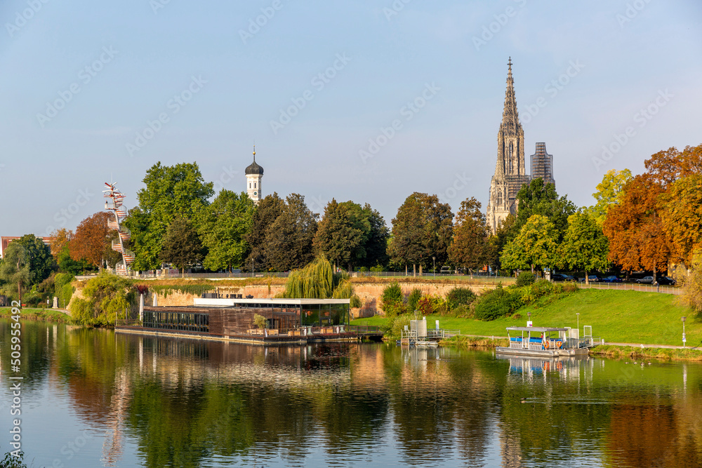 City landscape of Ulm with famous Cathedral in the background