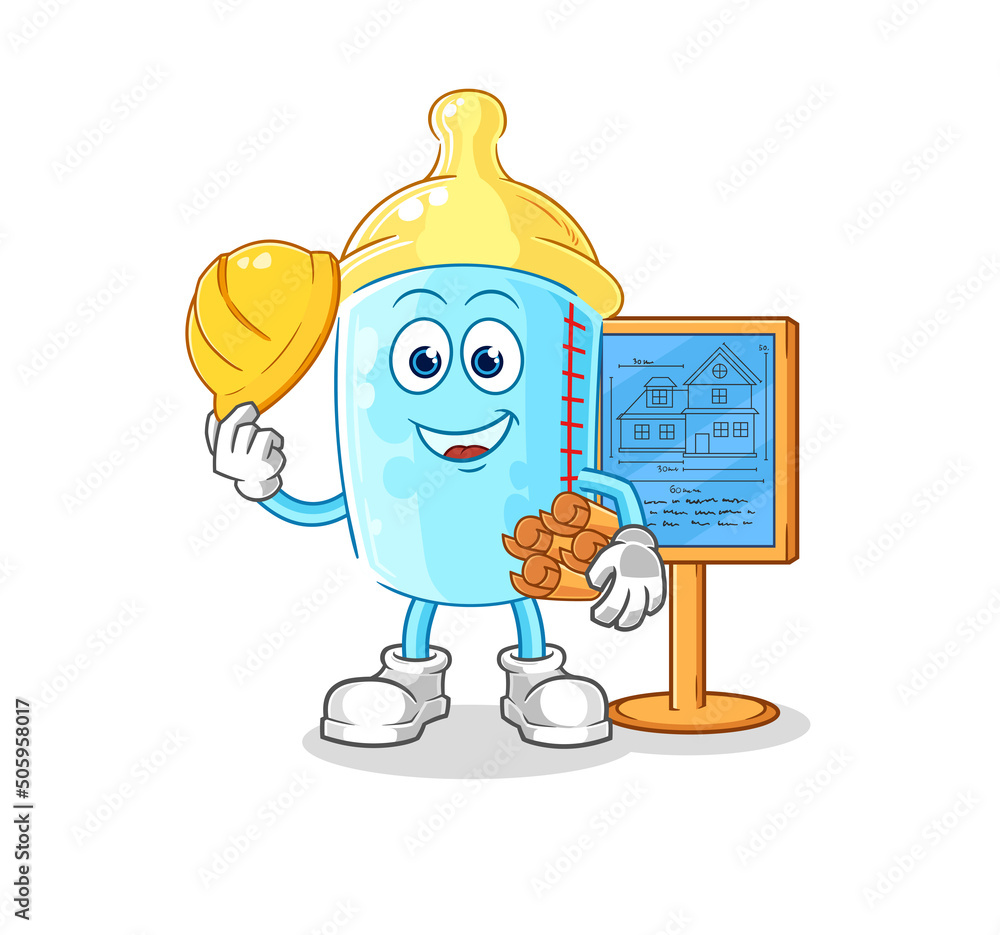 Obraz premium baby bottle Architect illustration. character vector