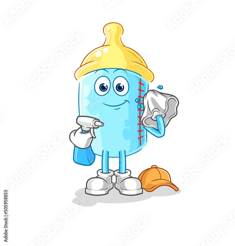 baby bottle cleaner vector. cartoon character