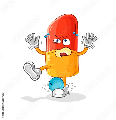lipstick hiten by bowling cartoon. cartoon mascot vector