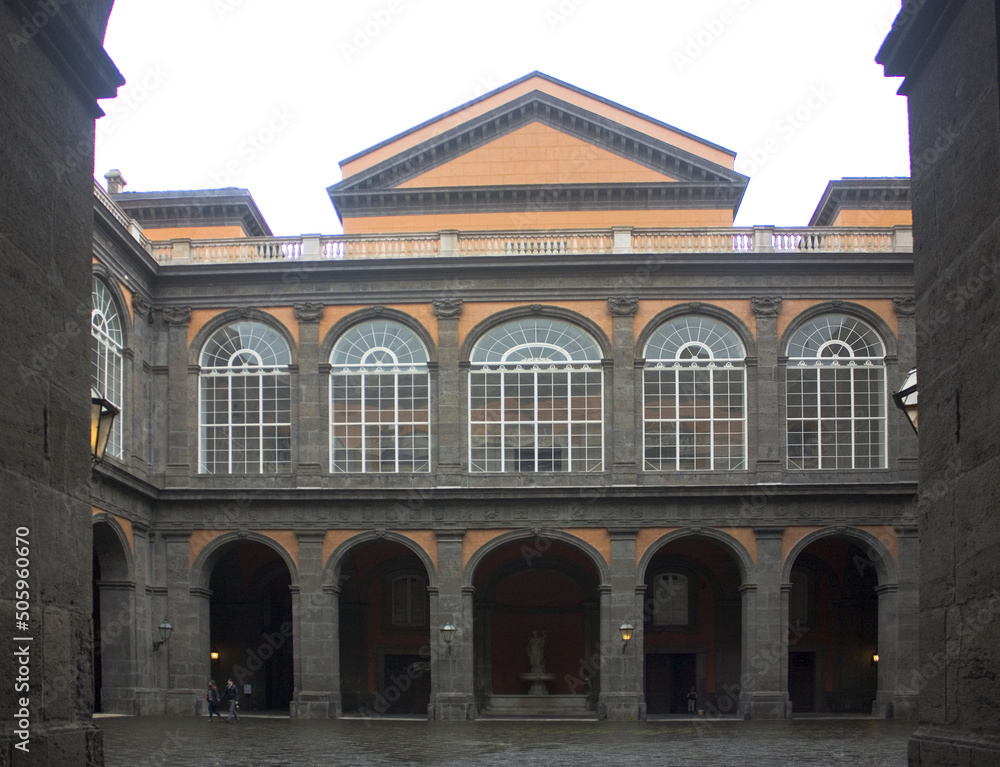  Inner courtyard of Palazzo Reale on the Piazza del Plebiscito in Naples, Italy
