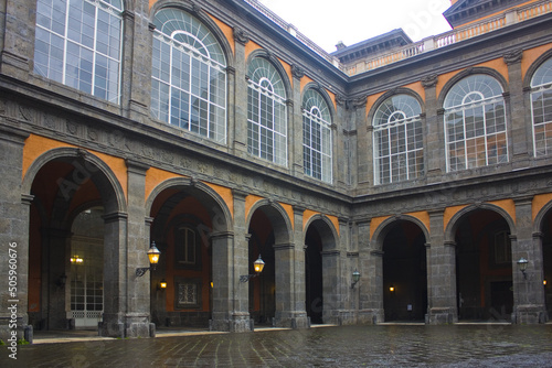 Inner courtyard of Palazzo Reale on the Piazza del Plebiscito in Naples  Italy 