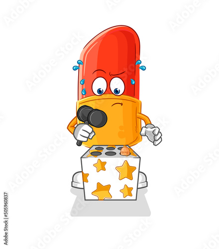 lipstick play whack a mole mascot. cartoon vector