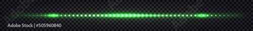Green laser neon stick, light glowing effect. Electric shiny sparks and impulse line, thunder bolt streak, isolated luminos border  on dark transparent background. Vector illustration photo