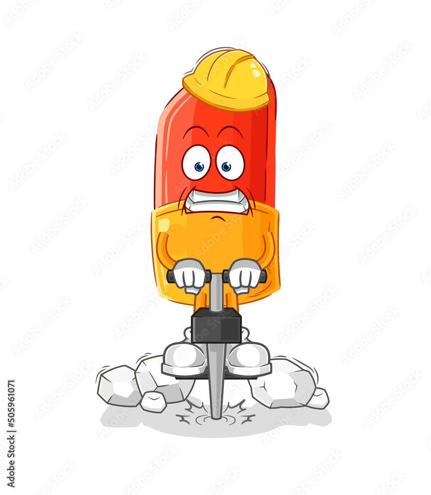 lipstick drill the ground cartoon character vector