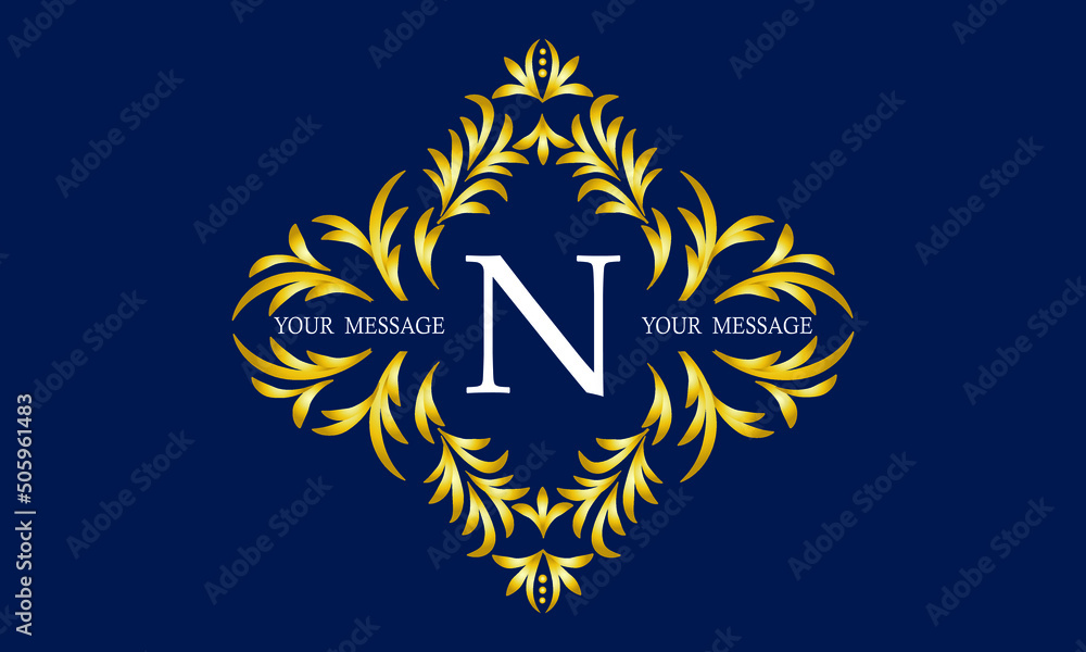 Elegant and stylish monogram with the letter N in the center and decorative elements. Luxury logo template. Elegant and stylish monogram with the letter N in the center and decorative elements. Luxury logo template.
