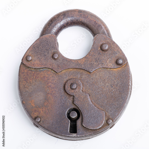 Wallpaper Mural Old rusty padlock on white background. Torontodigital.ca