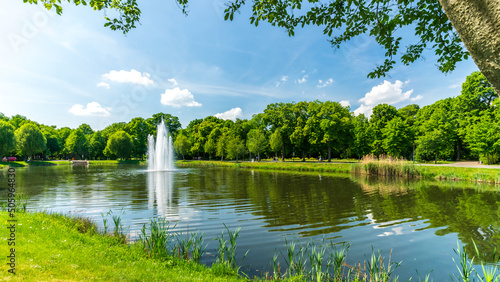 View of the fountain in the Clara Zetkin Park in Leipzig photo