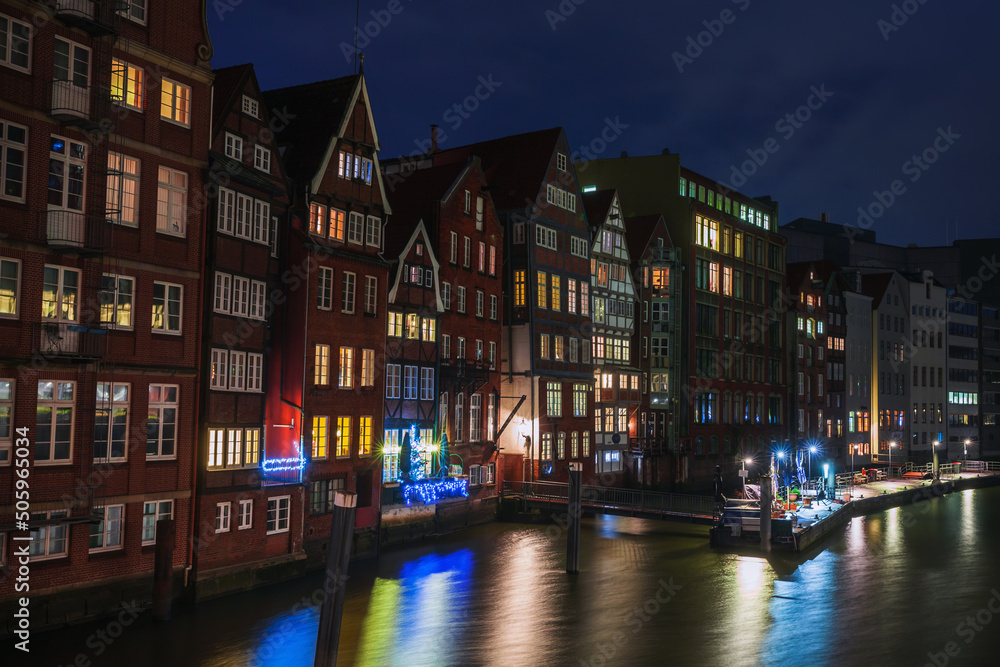 Old town of Hamburg, night view