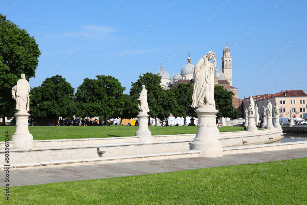 Obraz premium Prato della Valle in Padua City in ITALY is a public square with central island surrounded by many statues of famous historical figures