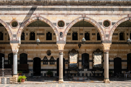 Tela Damascus, Syria -May, 2022: Inside the historical landmark and museum, Al Azem P