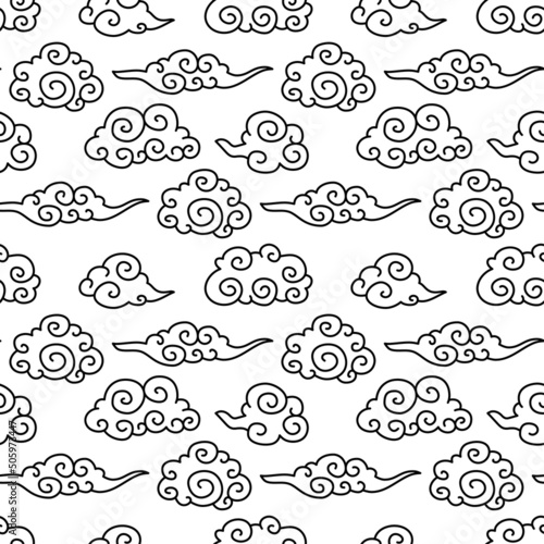 Chinese traditional oriental ornament background  clouds pattern seamless. Japanese  Chinese elements. Asian texture for printing on packaging  textiles  paper  fabric  washi paper for scrapbooking