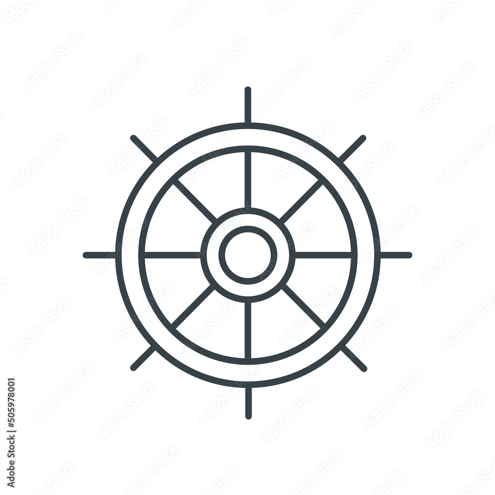 Ship helm thin line icon Ship helm thin line icon
