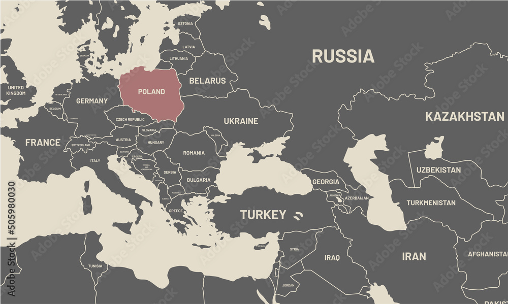 Poland On World Map Poland Colored Differently From Other Countries 1000 F 505980030 TYR1coQ53rhw4STUJfdXBlem2ra85buD