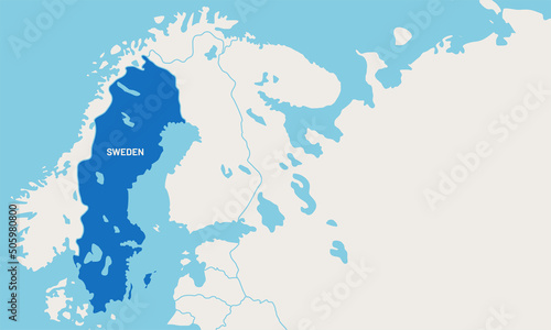 Vector scandinavian countries map. Sweden on world map.Sweden colored differently from other countries. 