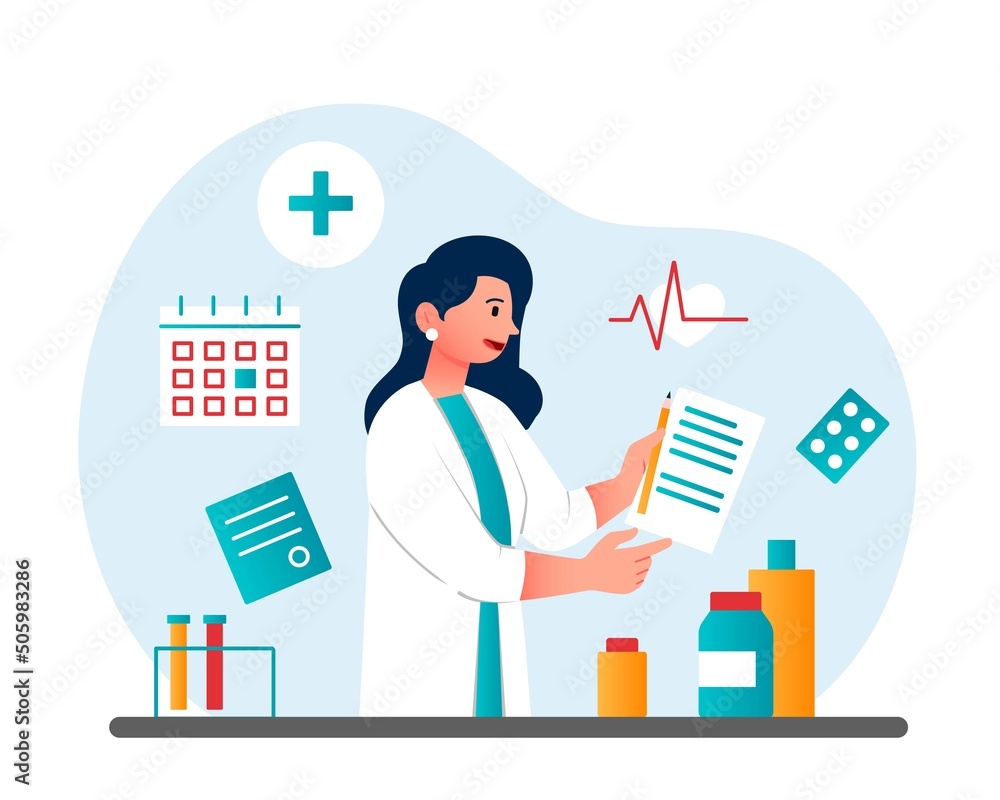 Medicine worker concept. Young girl with pills and drugs, pharmacist in pharmacy. Medical poster or banner. Health care and scheduling appointments for patients. Cartoon flat vector illustration Medicine worker concept. Young girl with pills and drugs, pharmacist in pharmacy. Medical poster or banner. Health care and scheduling appointments for patients. Cartoon flat vector illustration