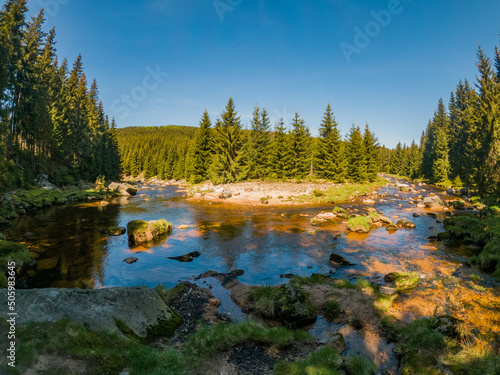 Fototapeta Naklejka Na Ścianę i Meble -  Izera river in mountains Izery on border area between Czech Republic and Poland