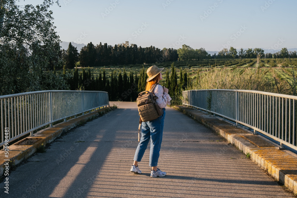 Traveler girl with nature background